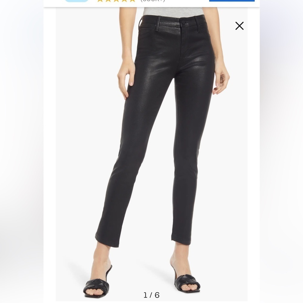 AGOLDE The Farrah High Rise Ankle Skinny Leather Panel Denim Pants size 27